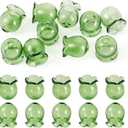 FASHEWELRY 10Pcs Trumpet Flower Glass Beads Caps 12mm Clear Crystal Floral Jellyfish Bead for Dangle Drop Earring Jewelry Making Craft Wind Chimes (Green)