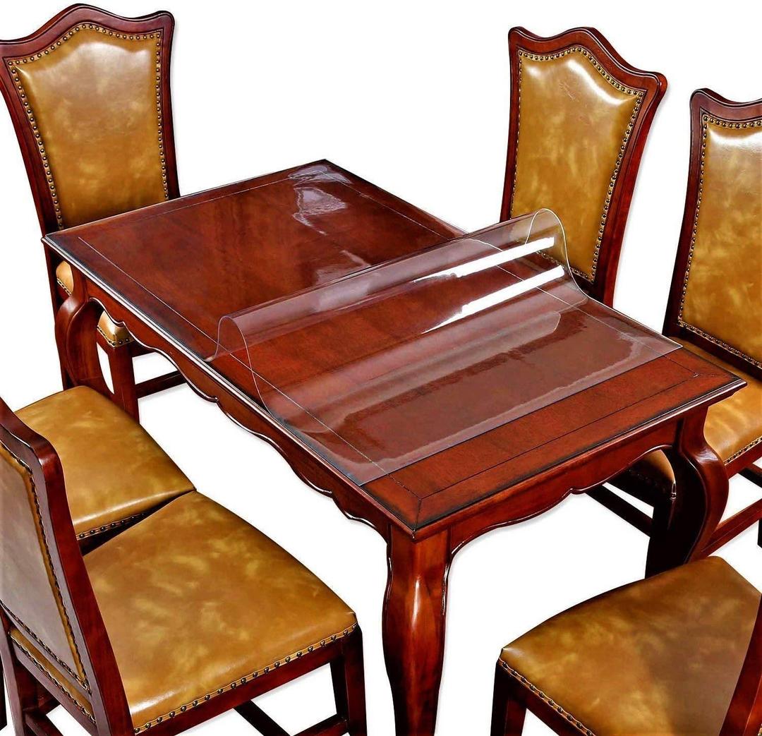 Clear PVC Table Cover Protector Table Pads for Dining Room Table Rectangular Vinyl Plastic Tablecloth Non-Slip Waterproof Desk Pad for Wood Kitchen Coffee End Table Writing Desk Chair Mat 36 X 54 Inch (36 X 54 Inches, Upgraded Clear 1.5mm)