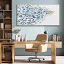 SOUGUAN Large Canvas Wall Art,Ocean Blue Animal Pictures Print,Fish Canvas Wall Decor,Blue And Gold Artwork for Living Room Bedroom Kitchen 24"x48"