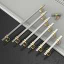 Amerdeco 10 Pack Brushed Satin Nickel and Gold Cabinet Pulls 5 Inch(128mm) Hole Center Drawer Pulls Cabinet Hardware Kitchen Cabinet Handles for Bathroom Dresser Pulls ZH0067