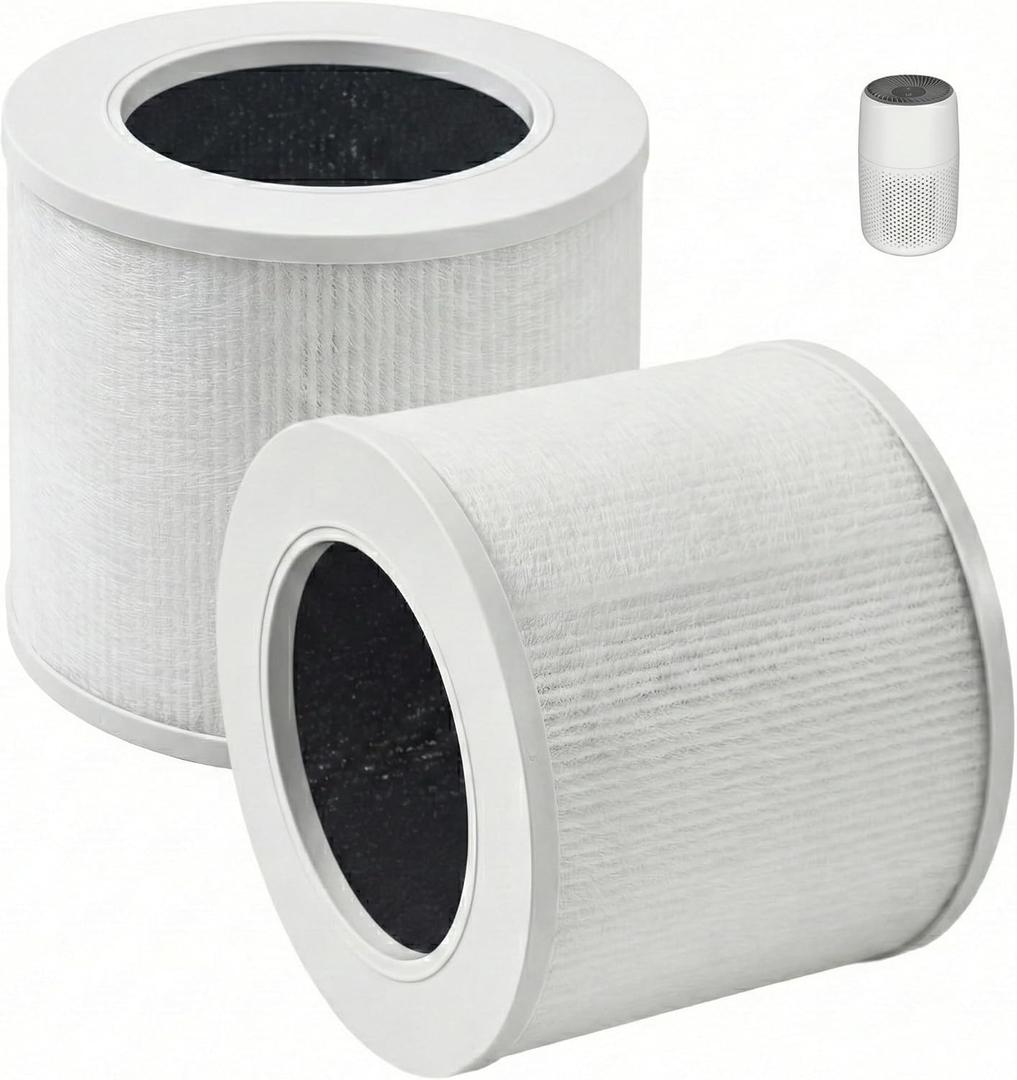 Air Purifier Replacement Filter Compatible with Levoit Core Mini Air Purifier Filter 3-in-1 H13 True HEPA Filters, High-Efficiency Activated Carbon Filter, Replace Part Core Mini-RF, 2 Pack