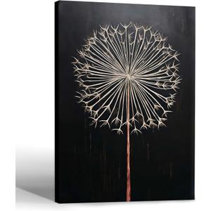 Framed Dandelion Plant Fun Wall Art Decor Canvas Print Poster Picture Modern Minimalist Artwork Bathroom Living Room Bedroom Office Gallery Decor 16x24 Inch Ready to Hang