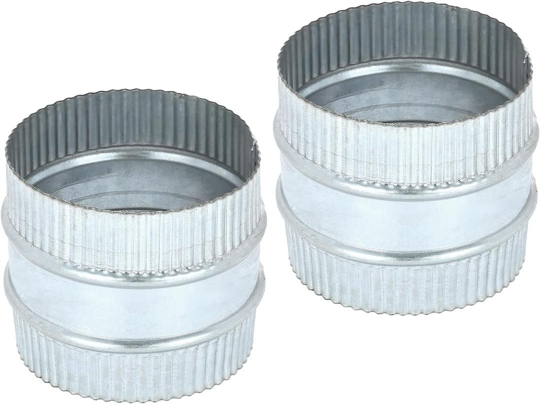 PATIKIL 3 Inch Duct Connector Coupling, 2 Pcs Galvanized Steel Straight Dryer Vent Coupler Flexible Ducting Collar Connector Round Crimped Ventilation Duct Extension for HVAC System Pipe