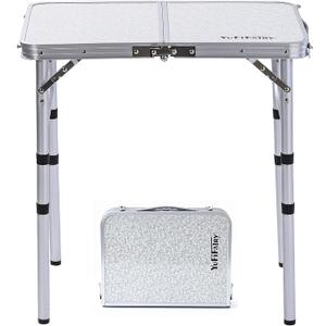 YUFIFAIRY Small Folding Table Portable, 24''L x16''W Foldable Camp Table with 3 Adjustable Height, Indoor Outdoor Lightweight Aluminum for Outdoor Cooking Picnic, (3 Heights)