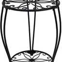 CASIMR 2 Tier Plant Stand, 19.2 inch Tall Metal Potted Holder Rack,Indoor Outdoor Multiple Flower Pot Shelf Rustproof Iron Garden Container for Garden Patio Living Room Corner Balcony, Black