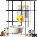 Auto Gravity Siphon Water Dispenser for Cage Hanging, 34OZ Capacity Hanging Automatic Pet Cage Waterer, Water Bowl for Cats Dogs Rabbit Ferret Chinchilla Bird Hedgehog Guinea Pig (Yellow)