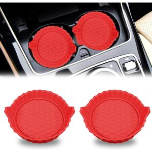 Car Cup Holder Coaster, Non-Slip Car Cup Holder Coasters, Universal Car Cup Holder Insert, Car Interior Accessories Mat (Red diamon less, 4 Pack)
