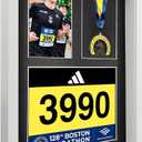 RattanView Medal Display Frame Shadow Box 3 in 1 Marathon Medal and Photo Display Frame Case 17 x 12.5 Inch Black Wood Award Storage Box for Runners, Race Bibs All Sport Winner, Military Award(White)