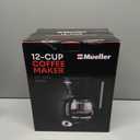 Mueller 12-Cup Drip Coffee Maker - Borosilicate Carafe, Auto-Off, Reusable Filter, Anti-Drip, Keep-Warm Function, Clear Water Level Window Coffee Machine, Kitchen Essentials & Accessories (Black)