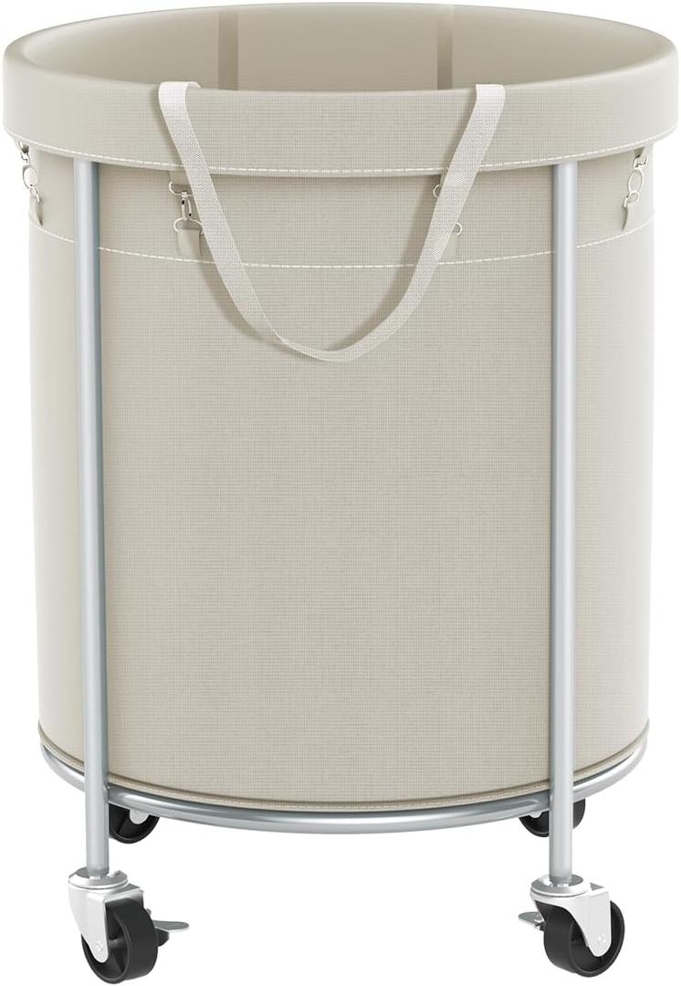 Aduanbang 170L Laundry Basket with Wheels, Rolling Hamper with Removable Bag & Steel Frame, Round Laundry Cart with 4 Casters & 2 Brakes, Ideal for Bedroom, Bathroom & Laundry Room