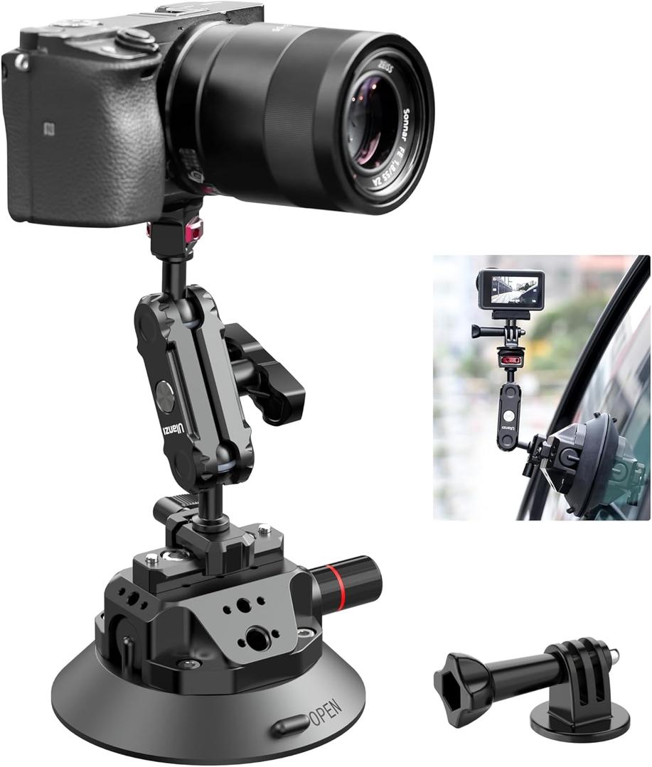ULANZI SC-02 Suction Mount 4.5'', Magic Arm Bracket for DSLR Cameras Action Camera Video Shooting Filming, Compatible with DJI OSMO Pocket 3 Pocket 4/Insta 360 x5/OSMO 360/Sony/Xtra Action Cameras