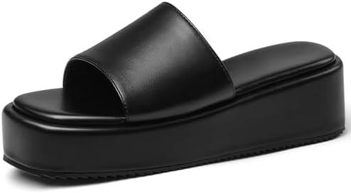 Oiamenne Platform Sandals Women Comfortable Open Toe Wedge Sandals Slip On Platform Slides for Women Padded Summer Casual Beach Shoes Size 8.5