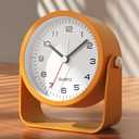 AYRELY 3.5 Inch Small Analog Alarm Clocks,Battery Operated Desk Clock,Cute Table Clock with LightAdjustable Angle for Travel,Bedside,Bedroom,Kids,Living Room Decor(Orange)