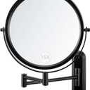 Wall Mounted Makeup Mirror - 1X/15X Magnifying Makeup Mirror with Extended Arm 360Swivel Vanity Mirror, 8.5in Double Sided Mirror for Bathroom, No Lights (Black)