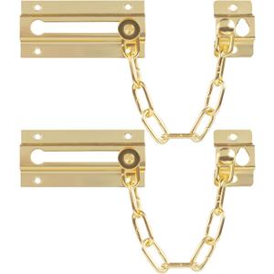 2 Pack Door Chain Lock Gold, Stainless Steel Chain Locks for Inside Door, Premium Thickened with 12 Screws