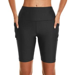 HODOSPORTS Women's 3''/5''/7''/9'' Swim Shorts UPF 50+ High Waisted Board Shorts with Pockets Liner Quick Dry Swimsuit Bottom (Black, Small)