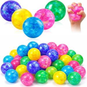 20 Pcs Glitter Stress Ball for Adults Bulk Colorful Stretch Stress Relief Ball Cute Sensory Fidget Funny Soft Squeeze Party Supplies for Anxiety Autism Birthday Prizes Goodie Bag Stuffers