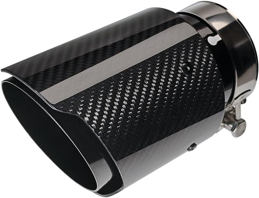 3-Inch Inlet 4-Inch Outlet Car Exhaust Tips Fit for 75-77 mm OD Carbon Fiber Tailpipe Exhaust Pipe Tail Need Height>2.2Inch Widht>4.4 Inch (Glossy Black)