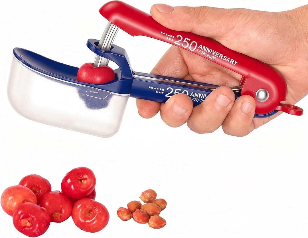 2 x Cherry Pitter - Makmzoon Cherries Pitter Tool | Stainless Steel Rods with Hand-held Push Design, Save Time & Space for Making Cherry Jam with Lock Design