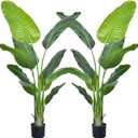 Artificial Bird of Paradise Plant, Green Leaves,Adjustment-Free Branches Artificial Tree for Indoor Outdoor Home Decor (6FT-2Pack)