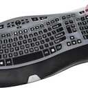 CaseBuy Keyboard Cover with Large Letters Compatible with Logitech K350 MK550 MK570 Wireless Wave Ergonomic Keyboard Protector with Oversized Print Letters -Black