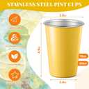 Lallisa 8 Pack Stainless Steel Cups 16 oz Pint Tumbler Colorful Stackable Pint Cups Metal Drinking Glasses for Kids Birthday Adults Coffee Beer Bar Home Travel Outdoor Camping, Unbreakable