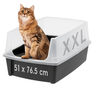 IRIS USA XX-Large Cat Litter Box, Open Top Extra Large Litter Box for Big Cats and Multi-Cat Households, High Sided Scatter Shield, Easy to Clean, 30"L x 20"W x 14"H, Black