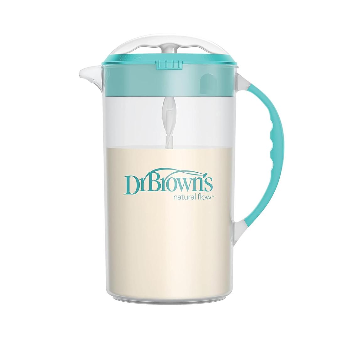 Dr. Brown's Baby Formula Mixing Pitcher with Adjustable Stopper, Locking Lid, and No Drip Spout, 36 oz, BPA-Free, Teal, 1-Pack