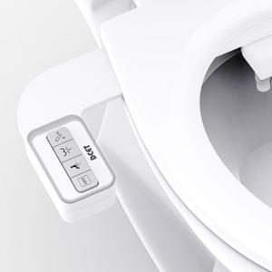 Bidet Attachment, 0.23" Ultra-Slim No Gap Design, Non-Electric Self-Cleaning Bidet with Dual Nozzles (Rear & Feminine Wash), Adjustable Pressure, Tool-Free Installation