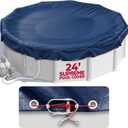 24 ft Round Pool Cover for Above Ground Pools, Above Ground Pool Cover, Swimming Pool Cover, Winter Pool Cover, Keeps Out Debris, Cold and UV Resistant, Supreme Mesh, Navy Blue