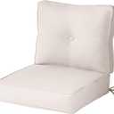 Sunbrella Deep Seat Cushion Set Seat & Back Cushions for Patio Chairs, Sofas & Loveseats Fade Resistant Outdoor Fabric, Ties, Zippered Cover, Cord Trim, Cast Pumice