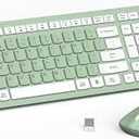 Wireless Keyboard and Mouse Combo, FullSized Wireless Keyboard and Adjustable DPI Mouse, 2.4GHz USB Receiver, Silent Keyboard and Mouse for PC, Windows, MAC, Desktop, Laptop (Avocado Green)