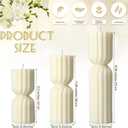 Conelist Ribbed Pillar Candles Set of 3 Width 2.4" High 5.5" 7" 9" Handmade Scented Soy Wax Candle Natural Aesthetic Candles Housewarming Gift Decorative Candles for Home Decor(White)