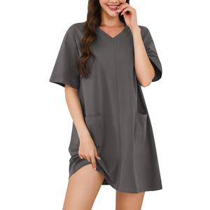 Marvmys Summer Sleepshirt for Women Dark Grey (Gray, XL)