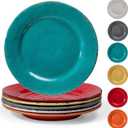 Rustic Melamine Dinner Plates, 11 inch Melamine Plates Set of 6, Large Salad/Dessert Plates, Unbreakable Colorful Serving Dishes Set for Indoor and Outdoor, Assorted Color