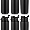 Shellwei 6 Pcs Aluminum Water Bottle 17 oz with Snap Lids Reusable Lightweight Portable Sports Water Bottle for Travel Gym Camping Hiking Fishing