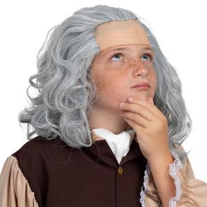 Skeleteen Grey Benjamin Franklin Wig - Receding Hairline Old People Senior Citizen Gray Balding Costume Wigs Dress Up Accessories Head Cap