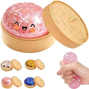 Dumpling Squishy Stress Relief Toy, Mystery Box Squeeze Ball, Sensory Fidget Toy for Anxiety Relief, Easter & Holiday Basket Stuffer (Pink)