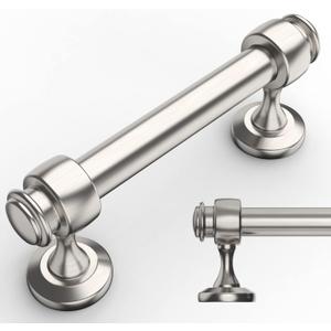 Amerdeco 10 Pack Brushed Satin Nickel Cabinet Pulls 3 Inch Hole Centers, 4 Inch Length Handles for Kitchen Cabinet Hardware,Solid Cabinet Handles for Bathroom Drawer Handles IH0005