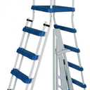 SWIMLINE HYDROTOOLS 5-Step A-Frame Pool Ladder, White & Blue - Fits Above Ground Pools with 48" to 52" Side Walls, With Handrails & Inside Barrier, 275 lb Weight Capacity