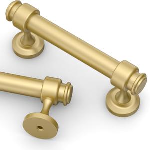 Asidrama 10 Pack 3 Inch(76mm) Brushed Gold Kitchen Cabinet Handles, Cabinet Pulls Kitchen Cabinet Hardware for Cupboard Drawer Pulls (3" Hole Center)