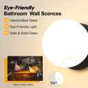 2 Pack Modern Matte Black Wall Light Fixtures, Mid-Century Globe Glass Wall Sconces Set of Two for Bathroom Mirror, Living Room, Hallway, Entryway (Bulbs Not Included), 6 x 6 inches x 2 pieces