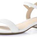 Ankis Women Nude Black White Sandals for Women Low Heel 1 Inch Dressy Sandal Ankle Strap Open Toe Block Short Heeled Summer Classic Comfortable Graduation Holiday Party Casual Flat Shoes, 10