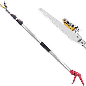 FLORA GUARD Extendable Tree Pruner 4.6-10ft, Telescoping Pole Pruner & Pole Saw with Cut & Hold Fruit Picker, Lightweight Long Reach Branch Trimmer for High Trees, 3m