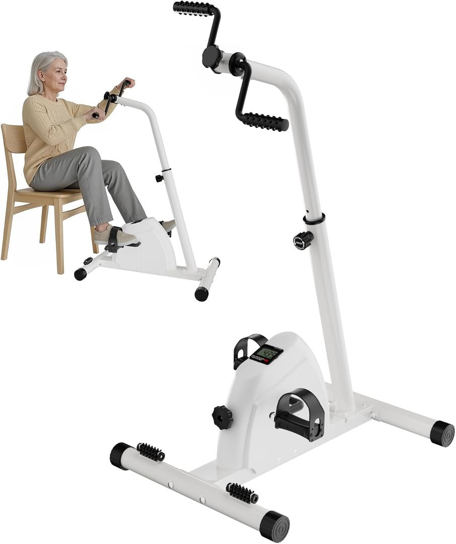 RYGEO Arm Leg Pedal Exerciser Bike Hand Arm Leg and Knee Peddler Adjustable Fitness Equipment for Seniors Cardio Exercise