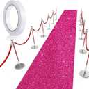 Tatuo Carpet Runner 2.46 x 30 ft Runway Rug 55 GSM Thickness with Carpet Tape for Prom Graduation Wedding Outdoor Indoor Hallway Movie Party Decoration Rug(2.46 x 30 Feet,Glitter Rose Red)