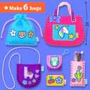 KRAFUN My First Sewing Bag Kit Arts & Crafts for Beginner Kids, 6 Easy DIY Sewing Handbag Pouch Sleeve Projects of Animal Theme, Instructions Learn to Sew & Felt Embroidery, Gift for Girls & Boys