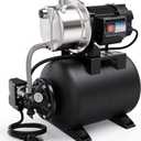 Acquaer 115V Shallow Well Garden Pump, Stainless Steel, Automatic Water Booster Jet Pump 1320 GPH, for Irrigation, Home, Garden, Lawn,1.6 HP with Pressure Tank