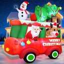8 Ft Ht x 8 Ft L Giant Christmas Inflatables Outdoor Decorations, LED Lighted Santa Claus Inflatables Truck with Snowman and Reindeer, Christmas Tree Blow Up Yard for Holiday Outdoor Garden Lawn Decor