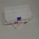 Opret 15 Grids Bead Organizer(4 Pack), Earring Organizer Box, SMALL Plastic Clear Organizing Containers with Adjustable Dividers for Crafts Jewelry Screws Small Items, Size 6.93.90.9in (4 pcs, transparent)